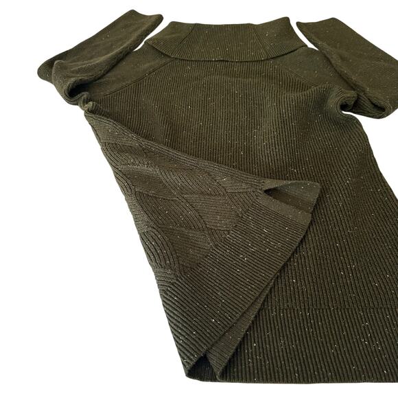 Talbots Sweater Plus X Dark Sage Patterned Loose chunky turtle hip length - Picture 7 of 9